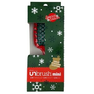 UNbrush Mini Holiday Hair Brush Sleigh Red